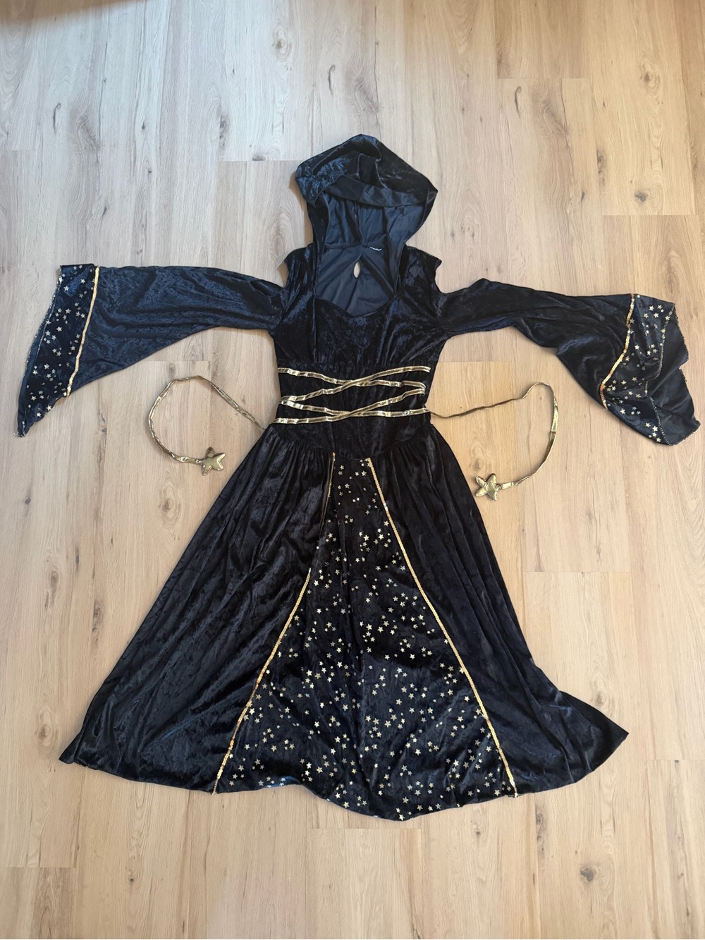 Black Starry Hooded Witch Costume